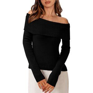 Off The Shoulder Sweater for Women 2026 Fall Fashion Cute Long Sleeve Tops Winte